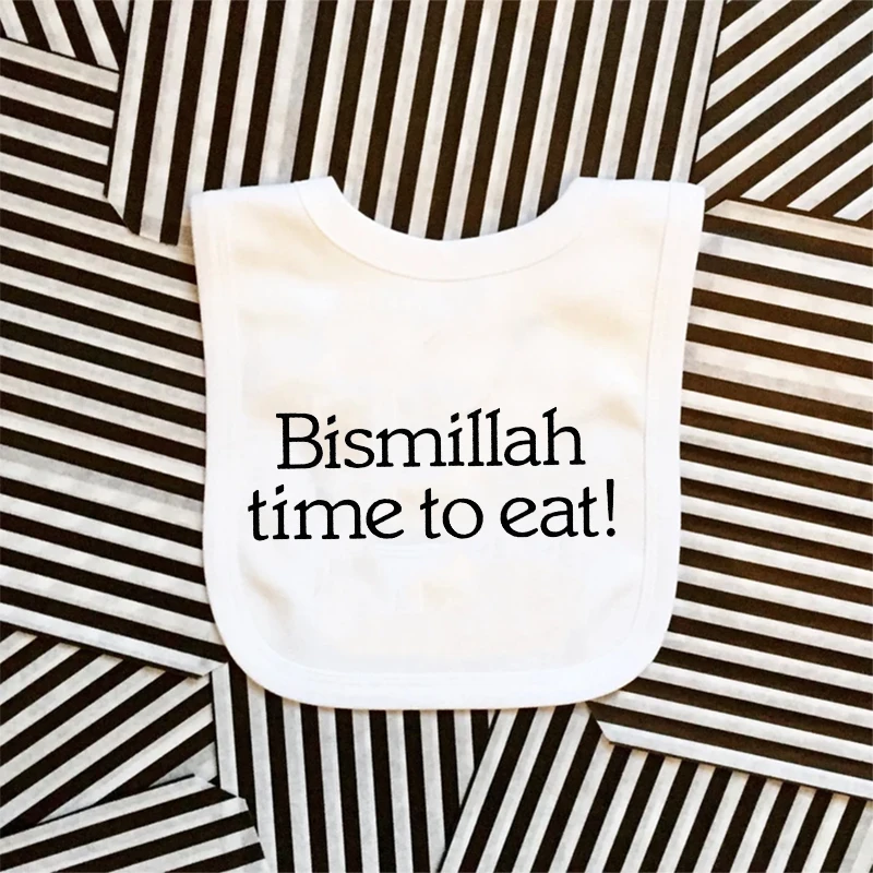 Bismillah time to eat bib Boy Girl 1st Ramadan First eid Muslim Islamic Kareem Eid Mubarak al-Fitr Iftar suhoor Baby shower gift