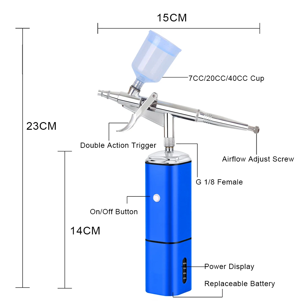 Portátil Mini Airbrush Set com Compressor, Aerógrafo sem fio, Gun Kits para Maquiagem, Pintura, Decoração do Bolo