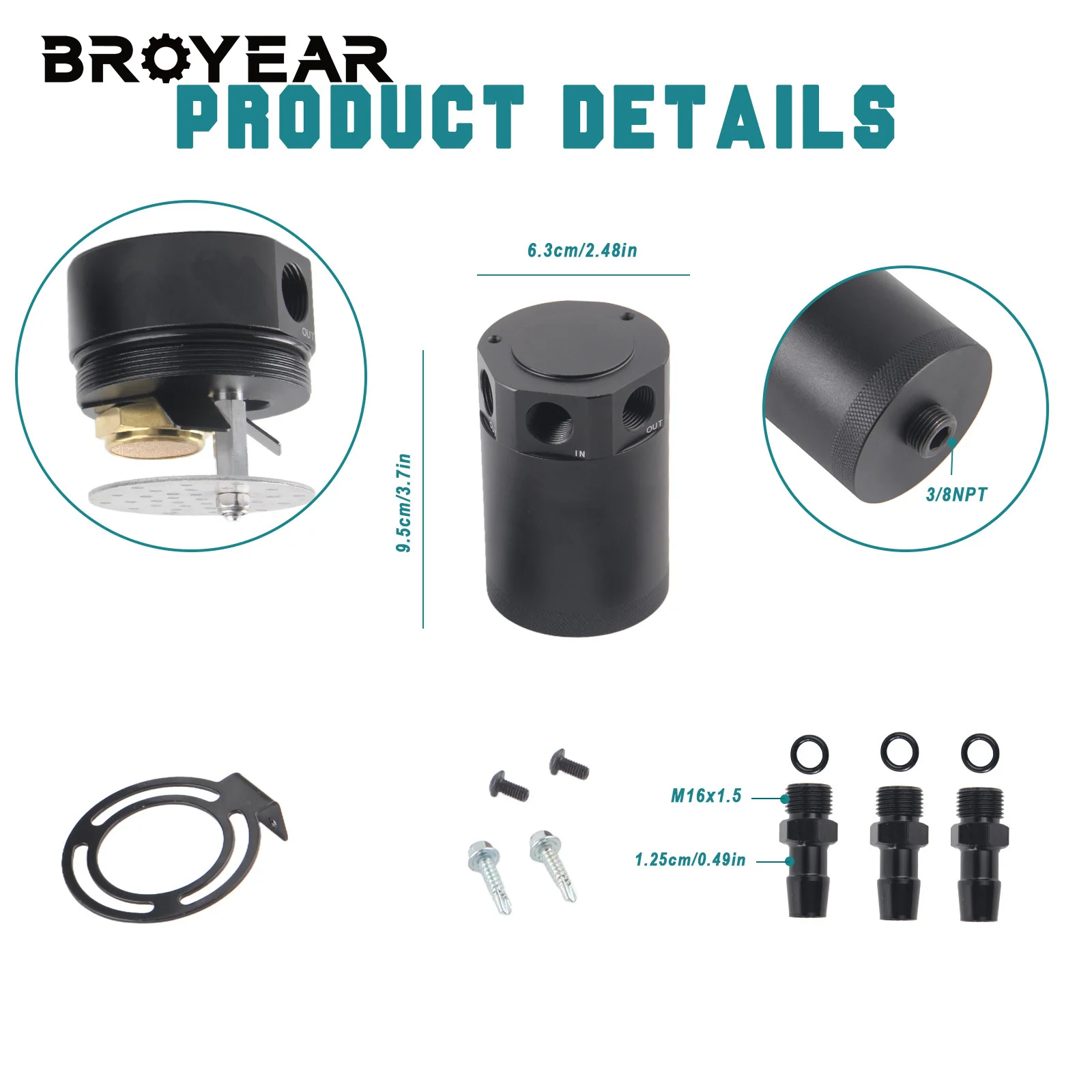 Broyear جودة عالية نوع جديد عالمي 3-Port خزان الألومنيوم يربك زيت السيارة الصيد يمكن خزان #3