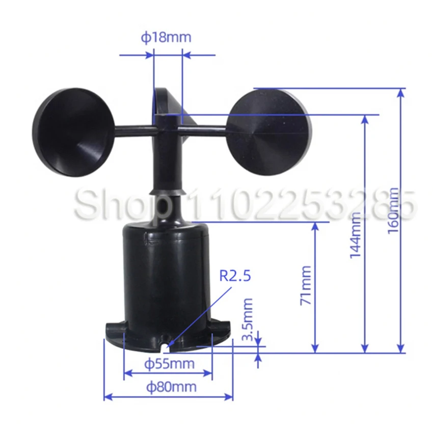 4-20MA 0-2V 0-5V 0-10V Saída RS485 Direção do vento 8 direções Sensor de direção do vento de policarbonato