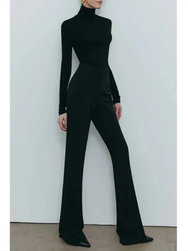 

Женские винтажные длинные брюки, весенне-осенние широкие брюки с высокой талией, женские повседневные расклешенные брюки