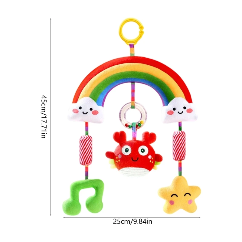Culla mobile lenitiva arcobaleno sonaglio giocattolo accessori da appendere per seggiolino auto 15UB