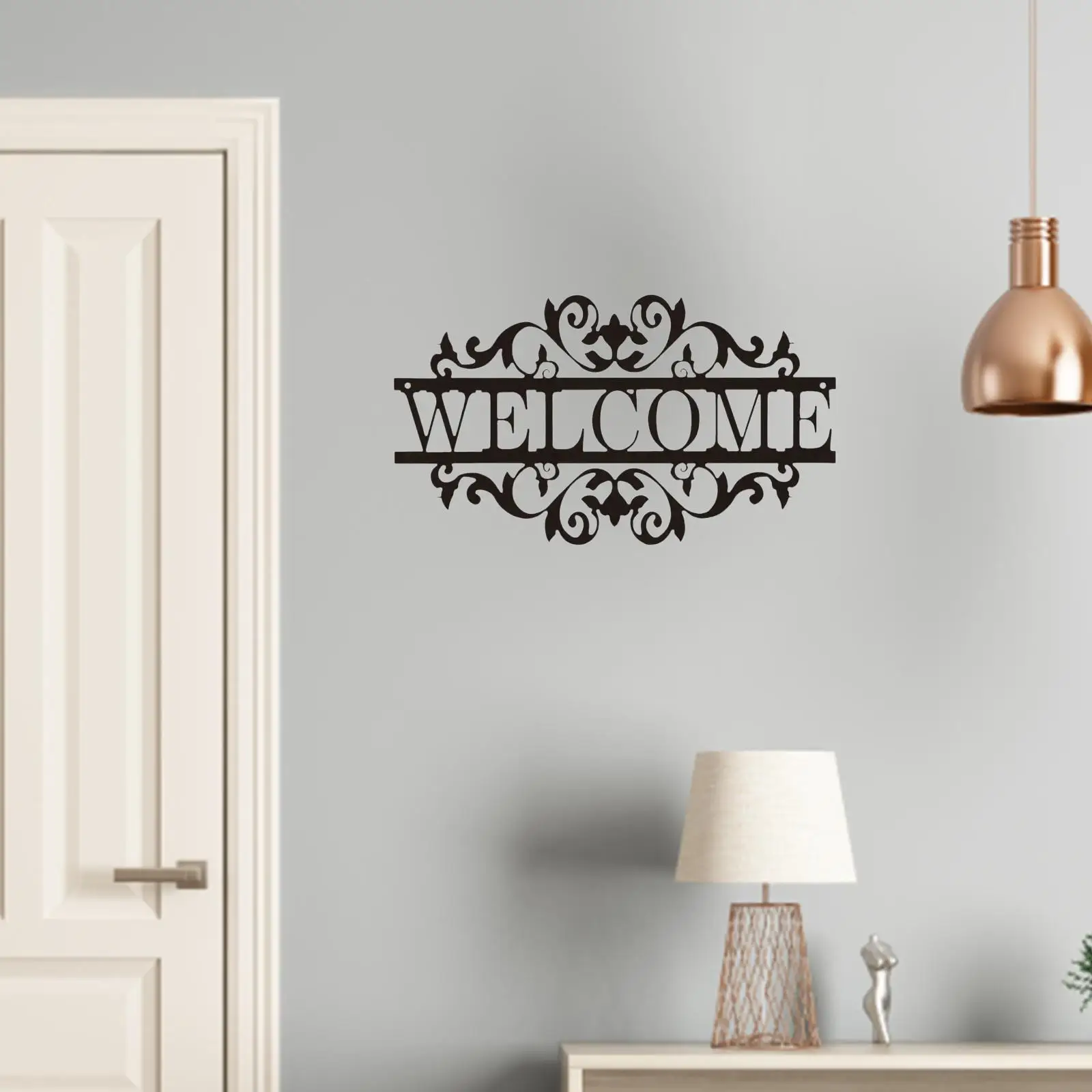 Elegant Galvanized Sheet Welcome Sign for Home Exterior Wall Decoration Cafe Bar Entryway