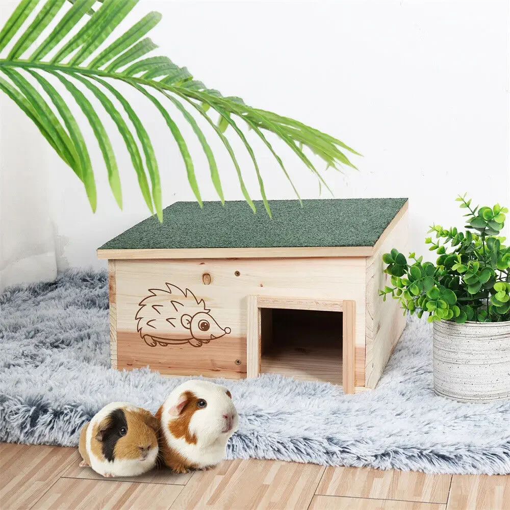 Large Wooden Hedgehog House, Predator Proof, Animal Hibernation, Shelter Box with Removable Roof