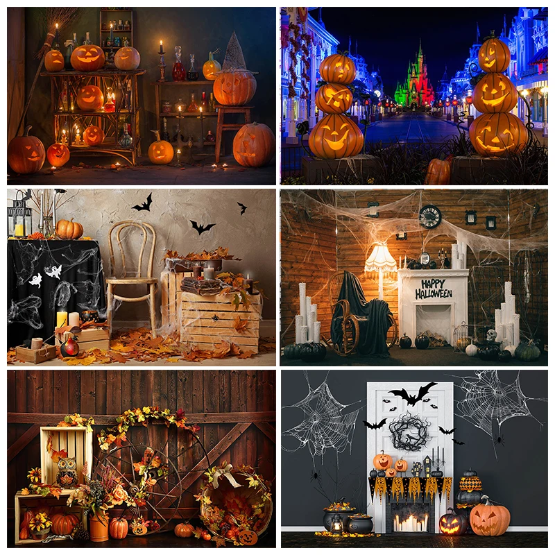 

Mocsicka Halloween Happy Night Photography Birthday Party Decoration Background Fall Pumpkin Thanksgiving Backdrop Photo Banner