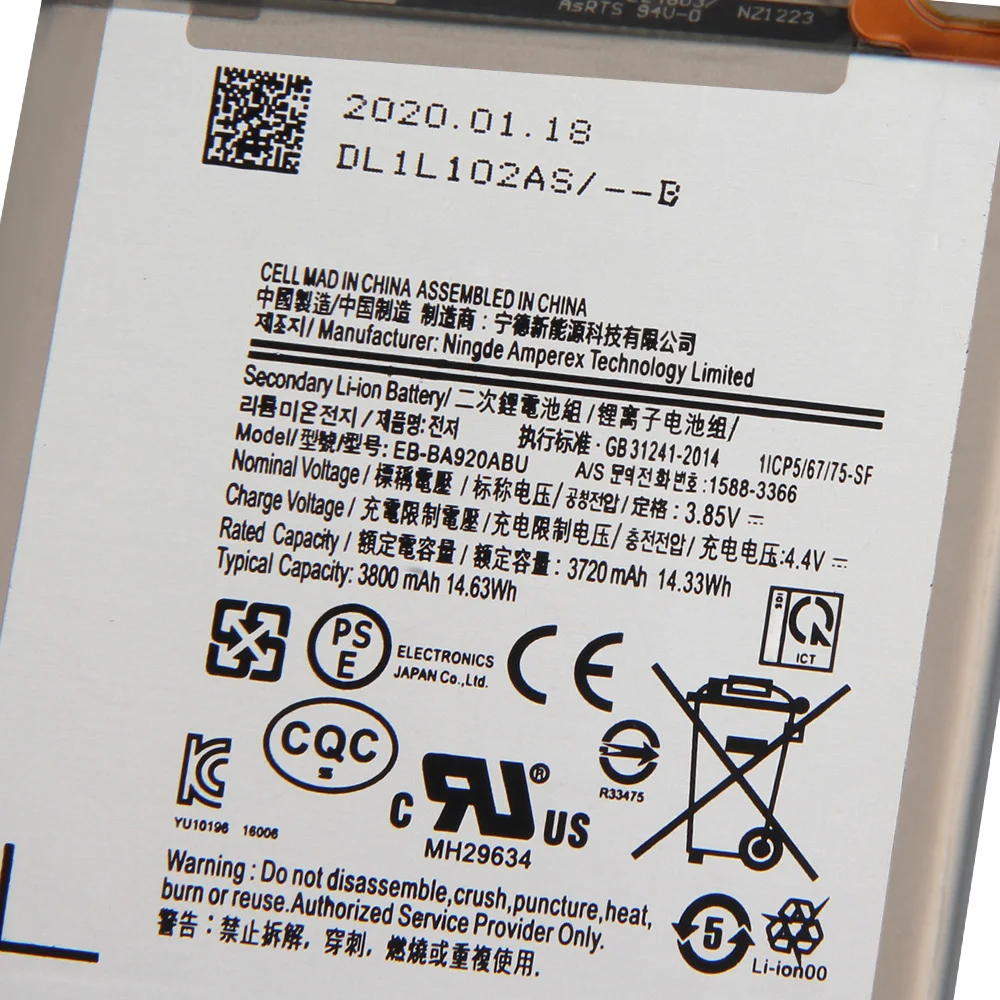 سامسونج الأصلي استبدال البطارية EB-BA920ABU لسامسونج غالاكسي A9s SM-A9200 A9200 2018 النسخة A9 3800mAh بطارية أصيلة