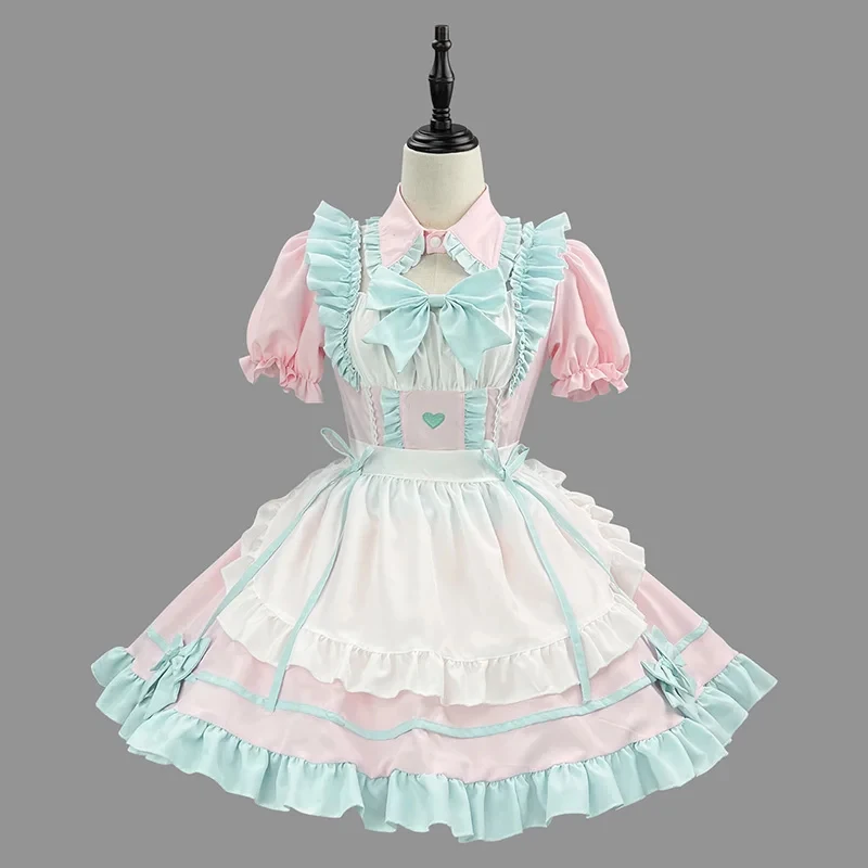 

S-5XL Sweet Cute Lolita Maid Outfit Anime Cosplay Costume Girl Woman Apron Dress Party Coffee Shop Costumes Waitress Clothes