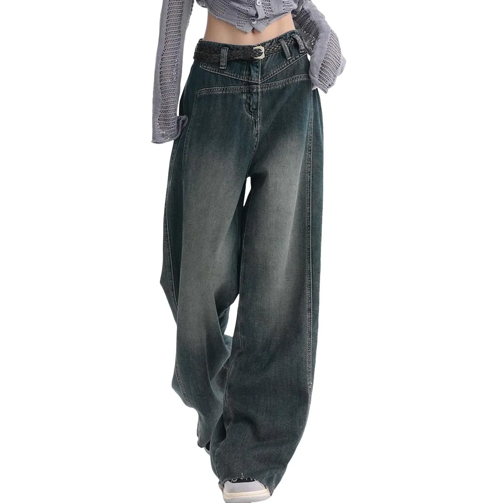 High Waist Loose Fit Fashion Baggy Jeans Aesthetic Vintage 90s Wide Leg Denim Trousers Women Streetwear Versatile Denim Pants