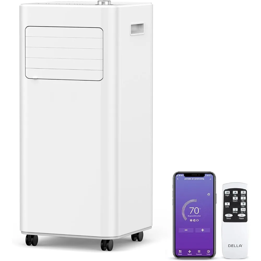 

8000 BTU portable air conditioner can cool up to 350 square feet, with dehumidifiers and fan devices working together