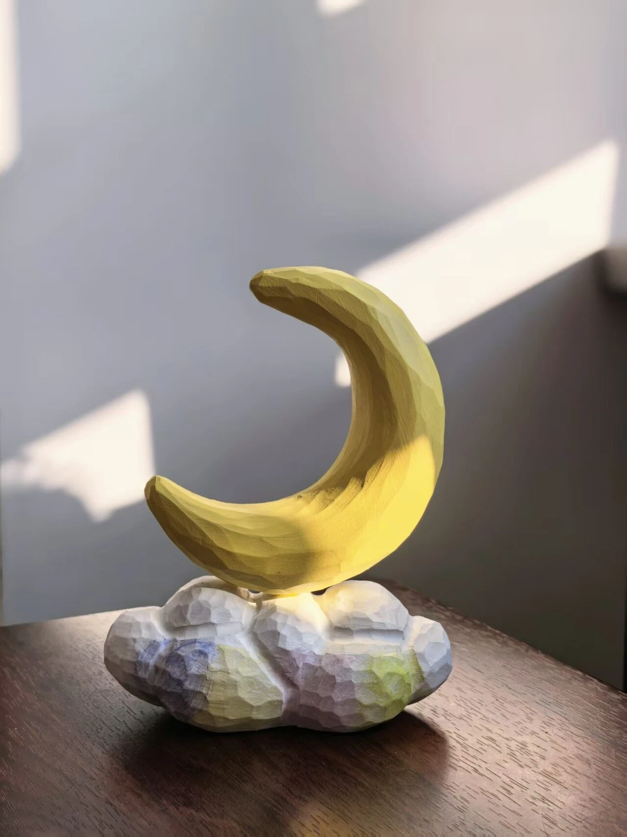 Photography Yellow - Hand Carved Yellow Moon Cloud Shaped
