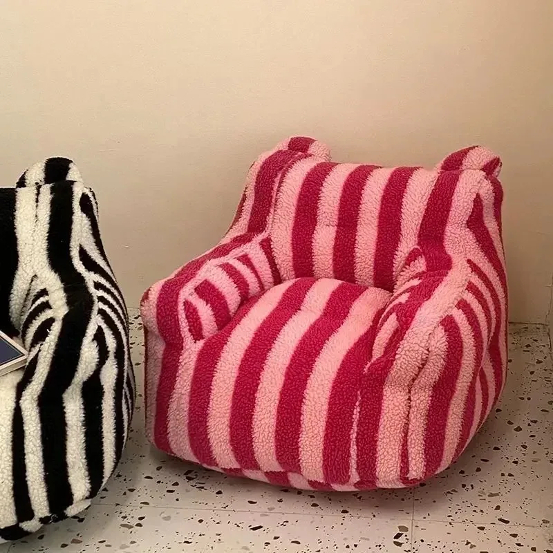 أريكة صغيرة للأطفال خفيفة الوزن مخططة على شكل كيس فول أريكة منزلية للأطفال وشرفة زاوية صغيرة آمنة وصحية #3