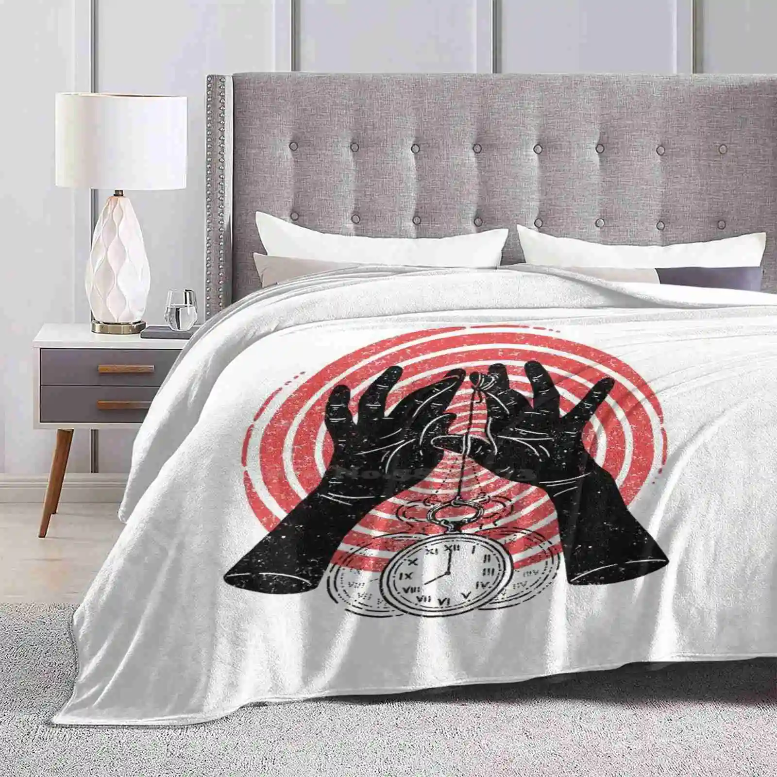 Hypnotise Trend Style Funny Fashion Soft Throw Blanket Dark Hand Hypnosis Circle Hypnotise Sleepy Magic Tattoo Style Vintage