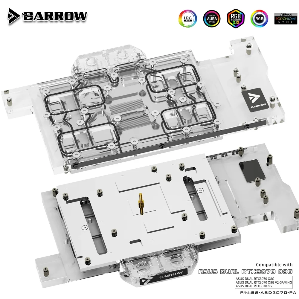 Barrow Copper GPU Water Block GPU Waterblock Graphics Card Liquid Cooler Block for ASUS DUAL RTX 3070 O8G V2 Aurora GAMING