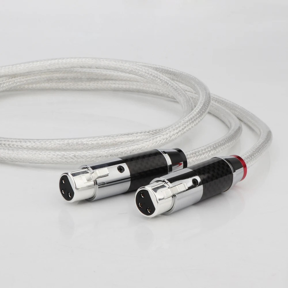 Paar Reines Silber RCA-Kabel Sterling Silber Signalkabel Kohlefaser XLR-Kabel Verbindungskabel Audio-Kabel PSS Reines Silber – Detail 4