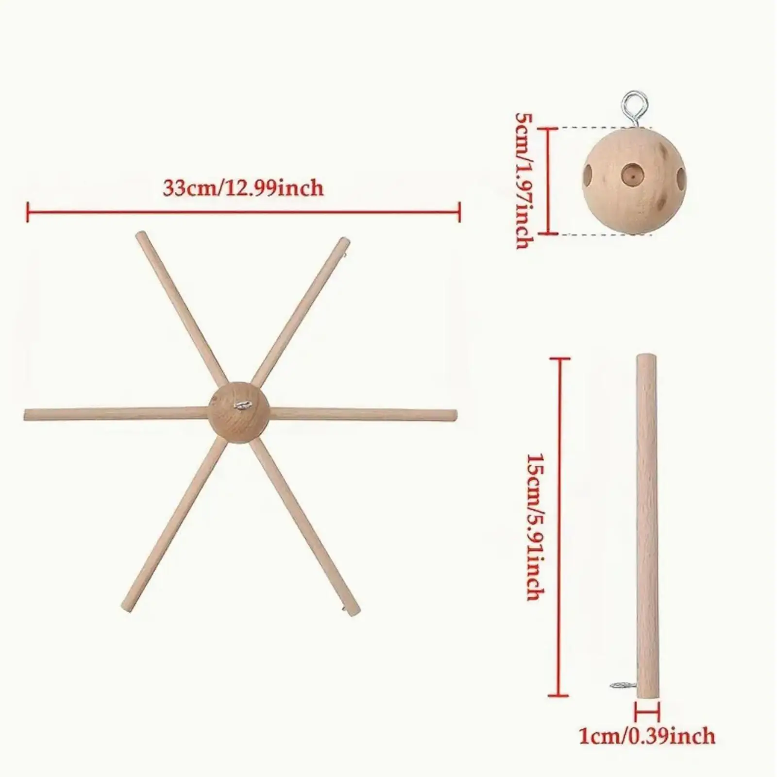 Baby Mobile Kit Frame for Crib Wooden Wind Chime Equipment Hanger Six Legs DIY for Wall Balcony Ceiling for Infant Boysgirls