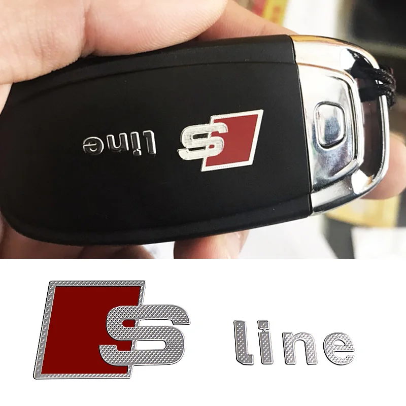 3D Car key sticker Hub sticker Emblem S Line Badge Car 3D Sticker For Audi Sline RS TT A3 A4 B8 8P 8V B6 A5 A6 Q5 C6 A1 Q7 Q3