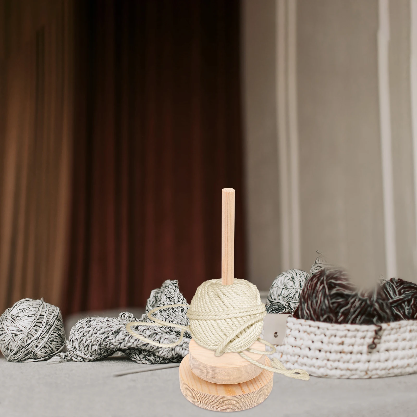 

1Pcs Rotatable Yarn Winder Wooden Spool Holder for Sewing Threads Storage Efficient Thread Wood Rack Beginner to Expert Use