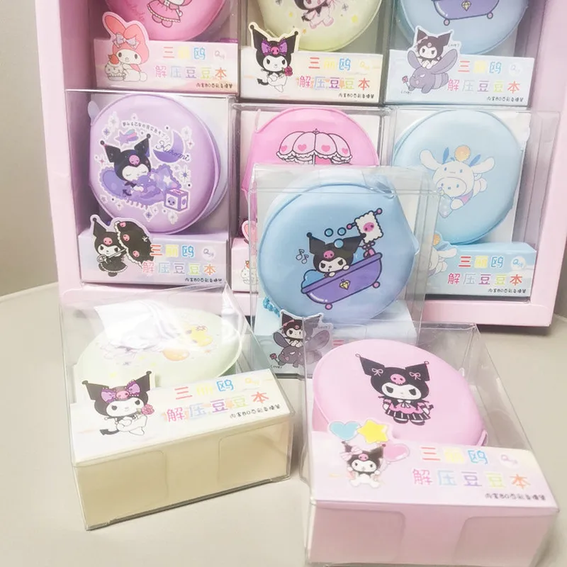 Sanrio kartun Cinnamoroll dekompresi Mini Notepad portabel Kuromi Pu Pocketbook anak-anak belajar hadiah alat tulis grosir