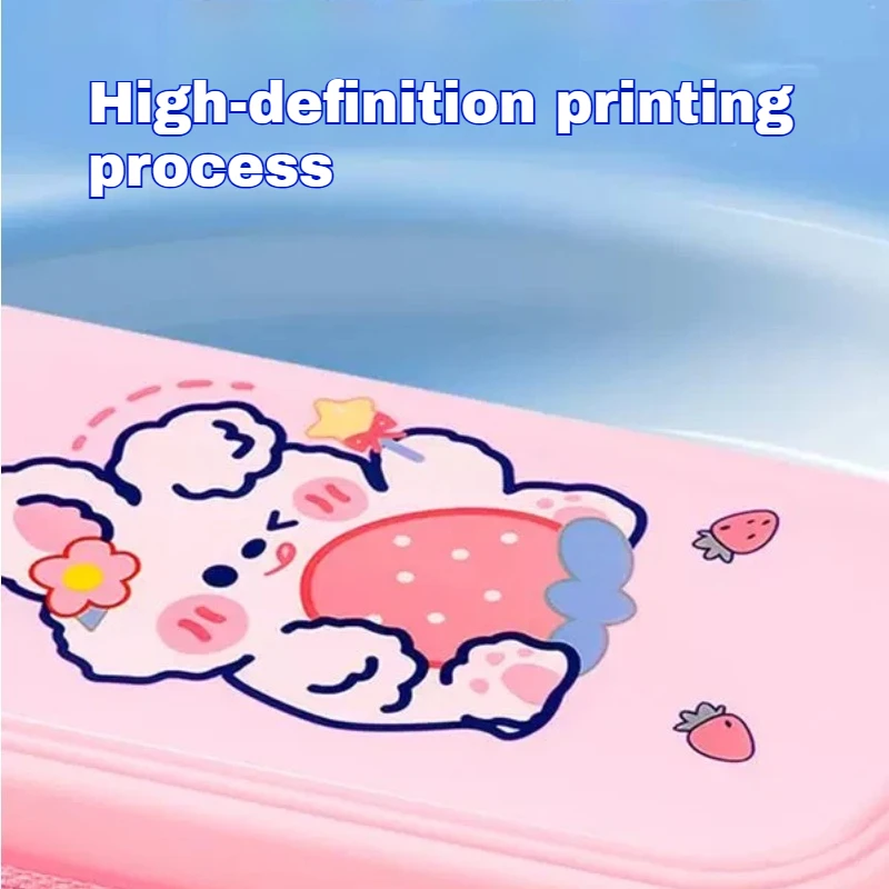 Cute Cartoon Pencil Case Large Capacity Waterproof Dirt Resistant Easy To Clean Durable Zipper Shockproof Stationery Storage