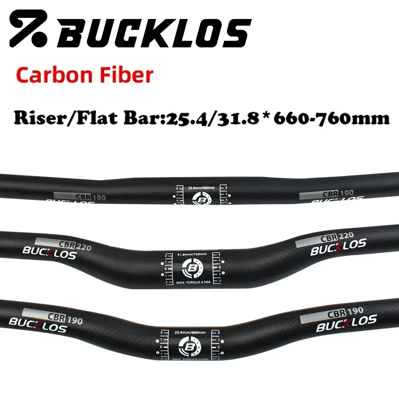 

BUCKLOS Full Carbon MTB Handlebar Ultralight 31.8/25.4mm Bike Handlebar 660/720/760mm Mountain Bike Handle Bar Bicycle Part