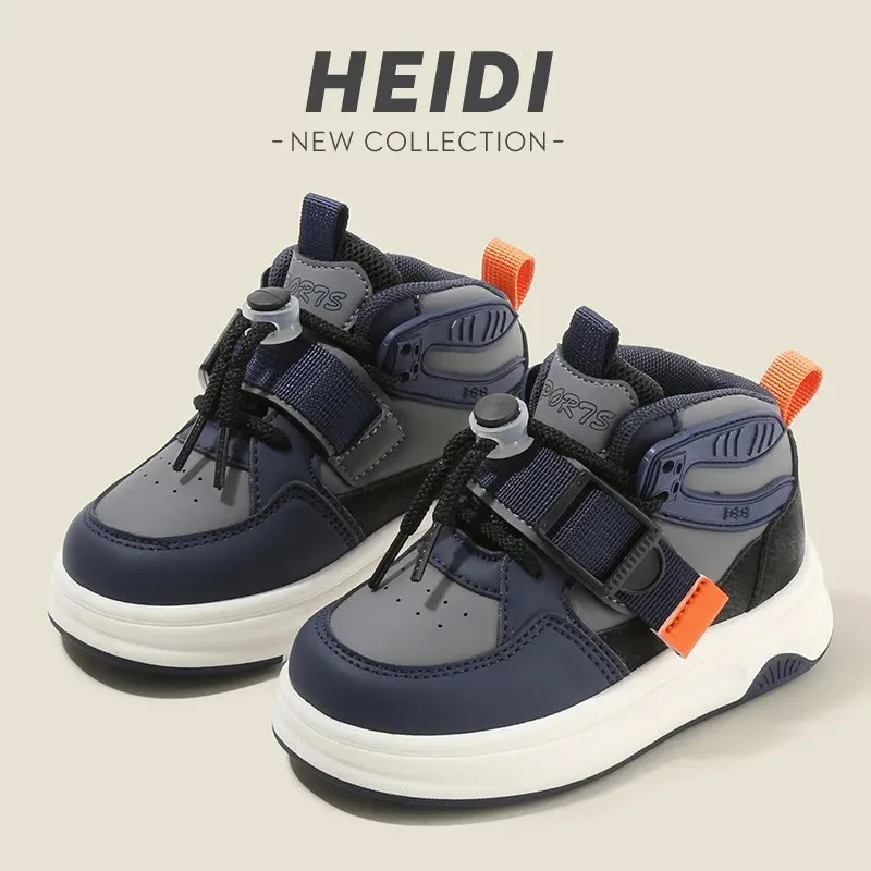 

Spring Autumn Boys Casual High Top Front Lace Up Girls Dopamine Bread Shoes Children Fashion Sneakers Baby Neutral Dad Shoes