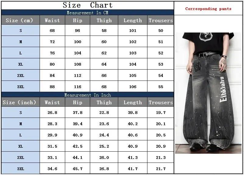 2025 Cyber Y2K Streetwear Tinte Brief Gedruckt Baggy Neue Jeans Hosen Für Männer Kleidung Harajuku Breite Bein Vintage Grau Lange Hosen – Detail 3