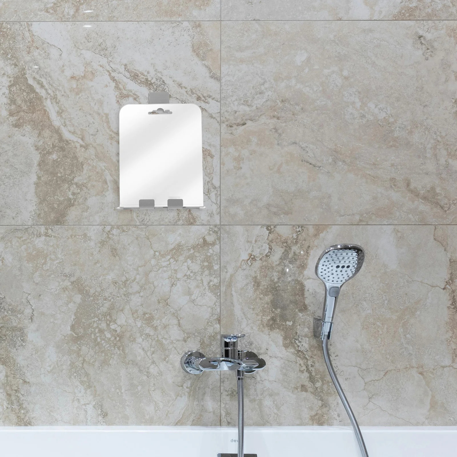 Antibeschlag-Duschspiegel mit Regal, Haken aus Edelstahl, Wandmontage, Rasierschminkspiegel, beschlagfreies Duschzubehör