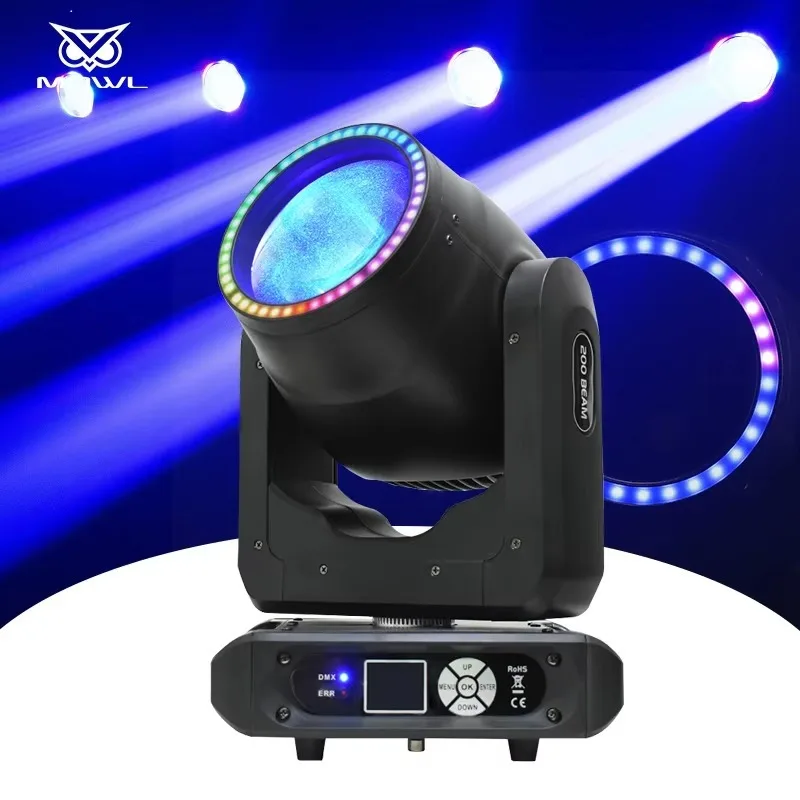 200W Sharpy LED Beam Moving Head Projection Light DMX Halo Aperture for DJ Stage Party Disco Bar Ambient Lighting