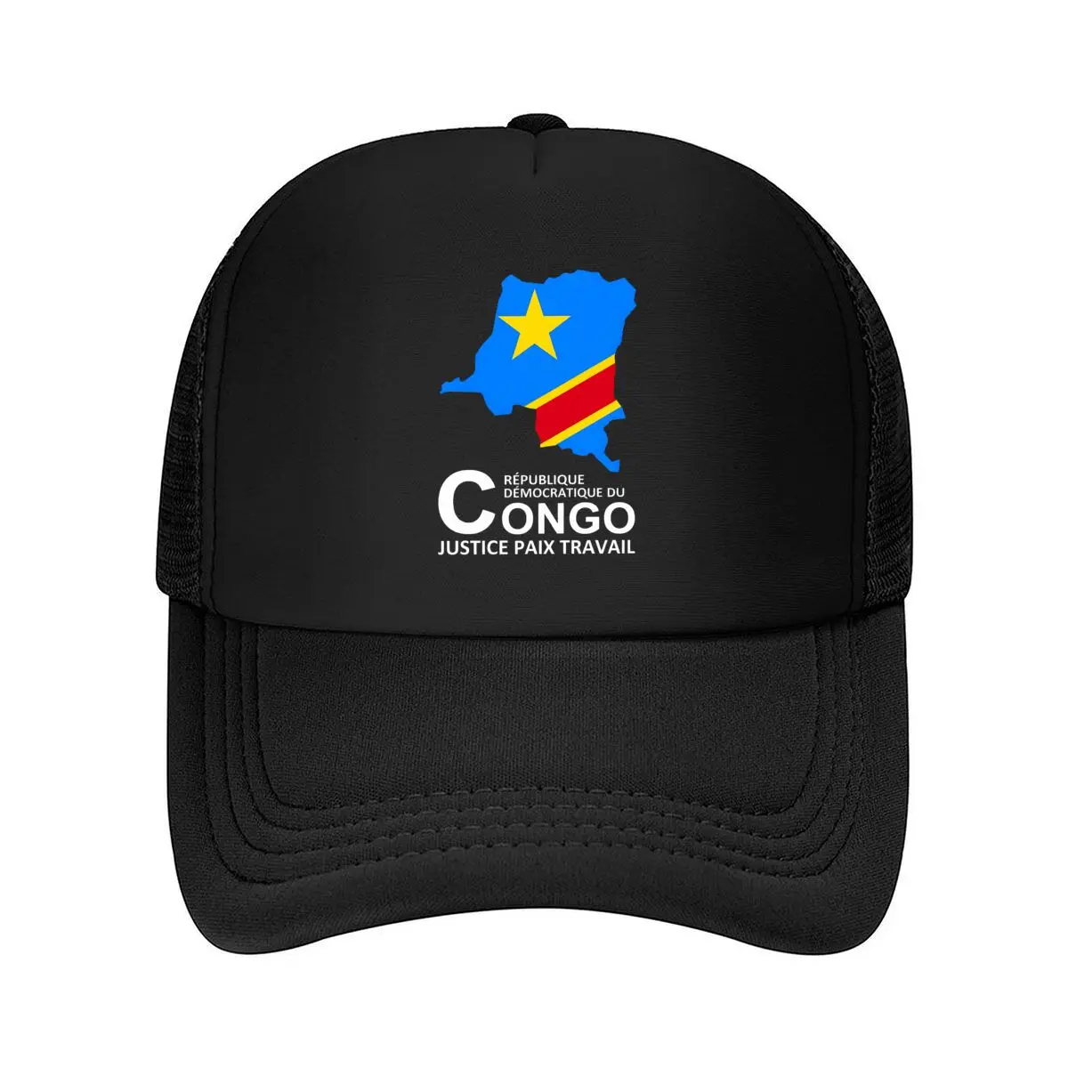 Democratic Republic Congo Map Flag Justice Peace Work Mesh Baseball Cap Hip Hop