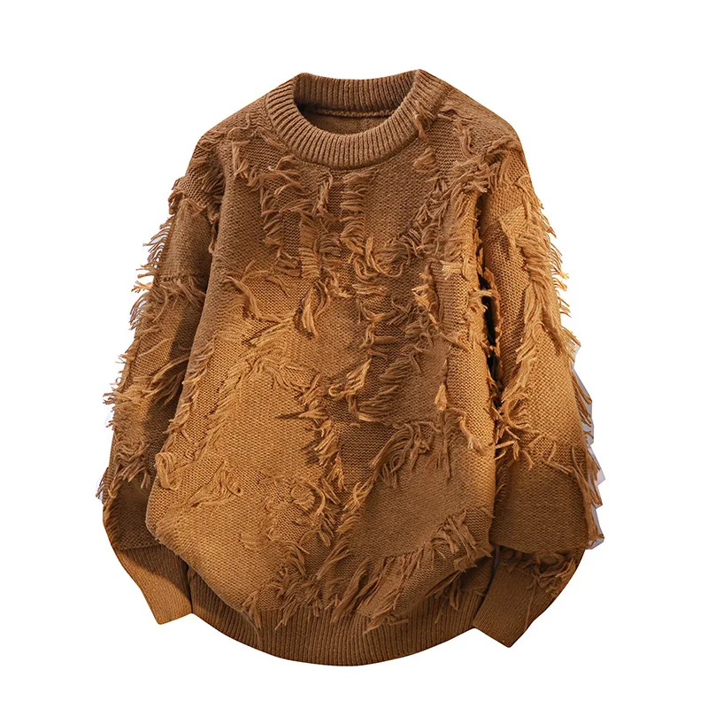 

Новая модная мужская верхняя одежда, свободные повседневные вязаные свитера, осень-зима, мужские пуловеры, свитера, мужские пуловеры с круглым вырезом, пальто 4XL