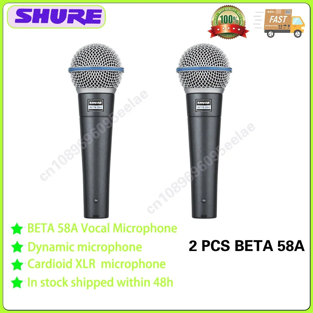 2 PCS Wholesale Shure BETA 58A Vocal Microphone Dynamic Microphone Home KTV Live Stage Performance Microphone