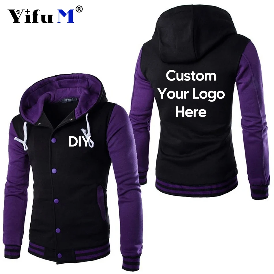 DIY Print Logo Autumn Fashion Men Custom Double Cardigan Sweatshirt Hoodie Jacket Hoodies Jacket Sportswear Male Hoodie Clothing