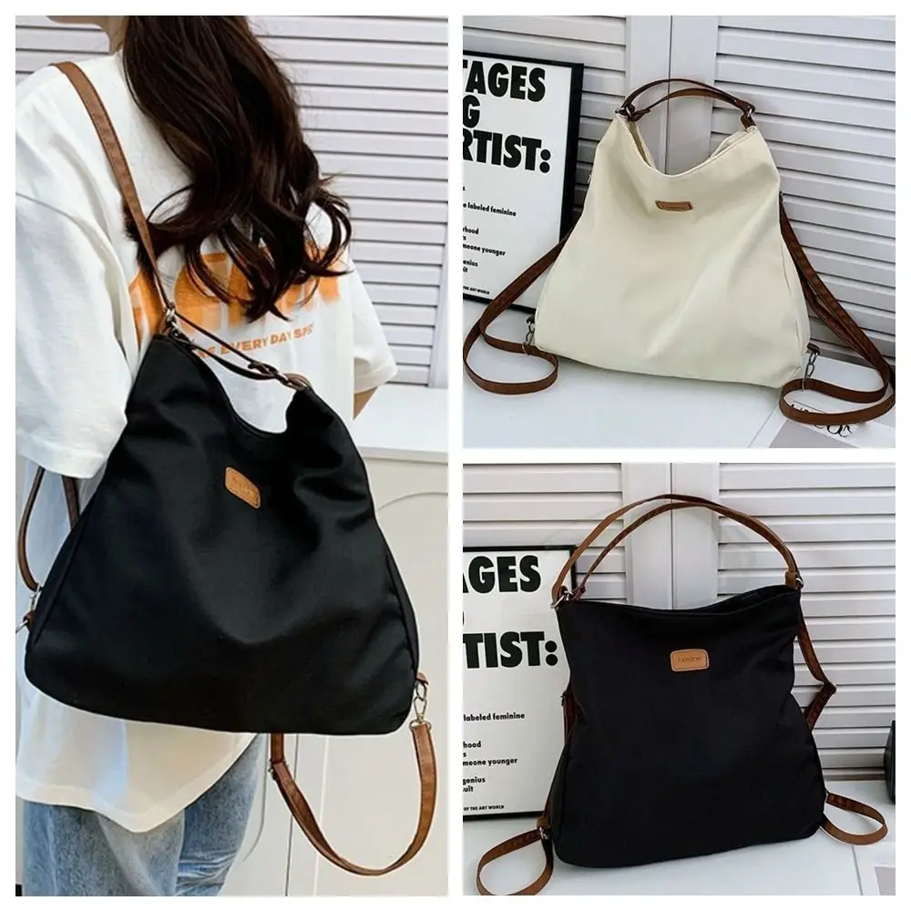 Zaini a tracolla in nylon a doppio uso Borsa tote multifunzionale in tela tinta unita Borsa a secchiello stile coreano Borsa a tracolla per ragazze