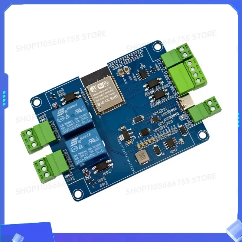New ESP32 2 Channel Relay RS485 Modbus Module 2IN 2OUT Optocoupler Isolation WiFi BT CH340 Type-C 7-24VDC Dual Power Supply