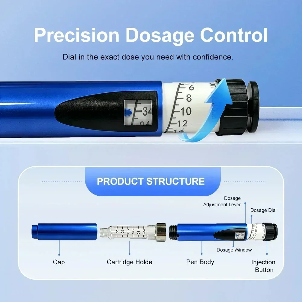V3 Wiederverwendbarer Metall-Peptid-Pen mit Einstellbarer Dosierung, 3ml-Kartusche, Subkutan-Injektor für Medizinische Ästhetik, Langlebiger Injektionspen – Detail 1