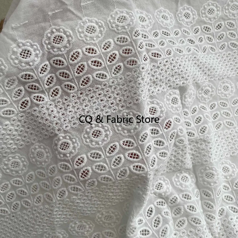 

Белая отбеленная хлопчатобумажная ткань в корейском стиле с изысканной цветочной вышивкой для одежды «сделай сам», швейные аксессуары