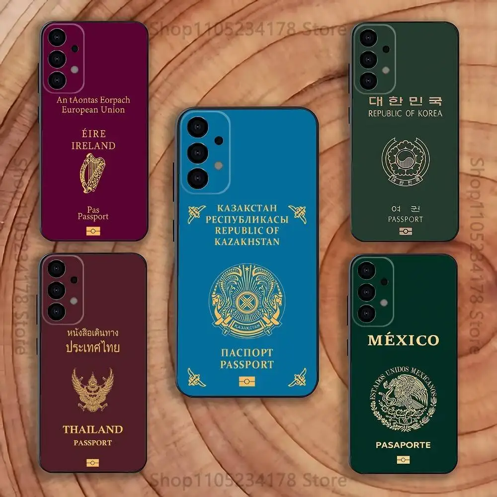 

Espana Mexico Korea Passport Phone Case for Samsung S24 S22 S25 Ultra S9 S20 FE S23 Plus S10 S21 Shockproof Funda Cover