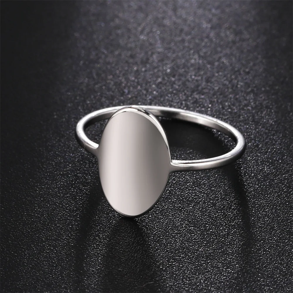 Stainless Steel Women Ring Cool Punk Simple Round Signet Finger Rings Vintage Jewelry Gold Color For Men Bar Party Accessories