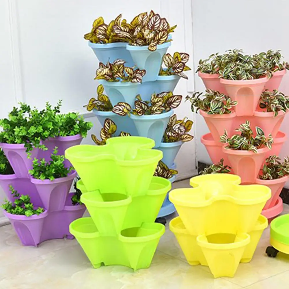 

Planting Pot Stackable Strawberry Gardening Planter Creative Petal Design Multi Layers Plant Container Tomato Planting Pot