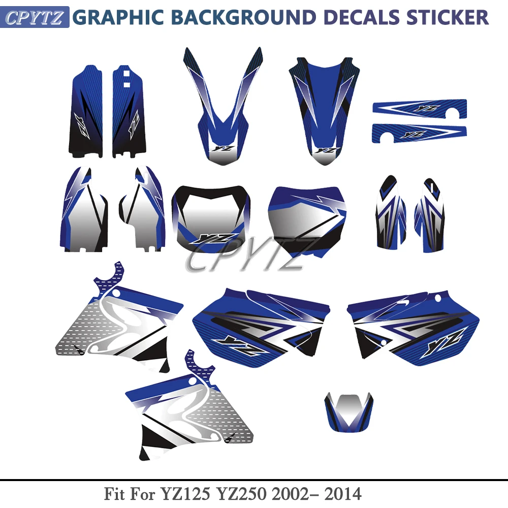 オートバイグラフィック背景デカールステッカー-yz125-yz250-2002-2005-2006-2007-2008-2009-2010-2011-2012-2013-2014-yz-250-に適合