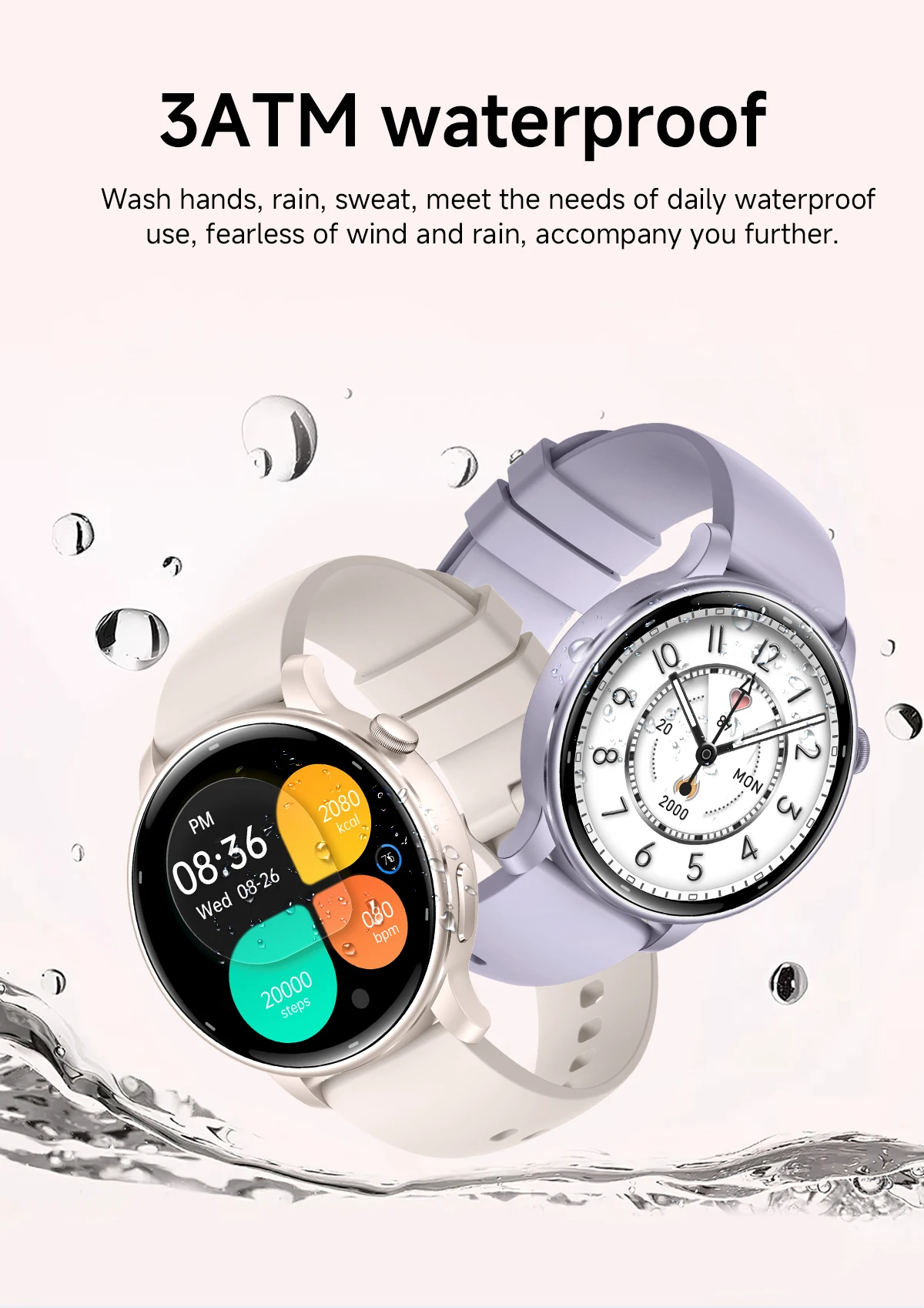 원렉스 GPS 스마트워치 여성용 1.32'' AMOLED 스크린 패션 여성 스마트워치 나침반 3ATM 방수 170+ 스포츠 모드 스마트워치