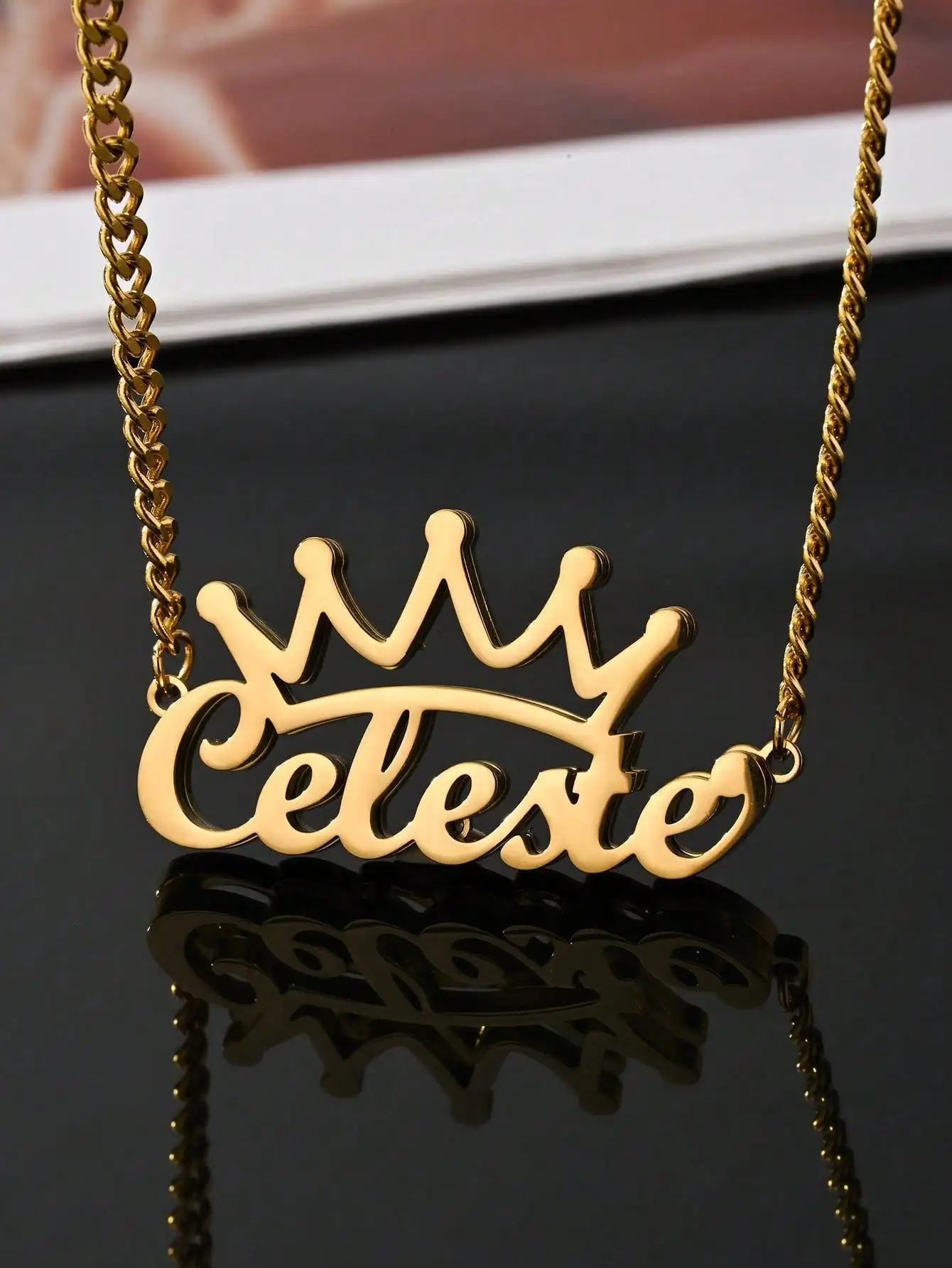 1 piece stainless steel necklace accessories, double layer name necklace, custom 3D name brand necklace, with exquisite gift box