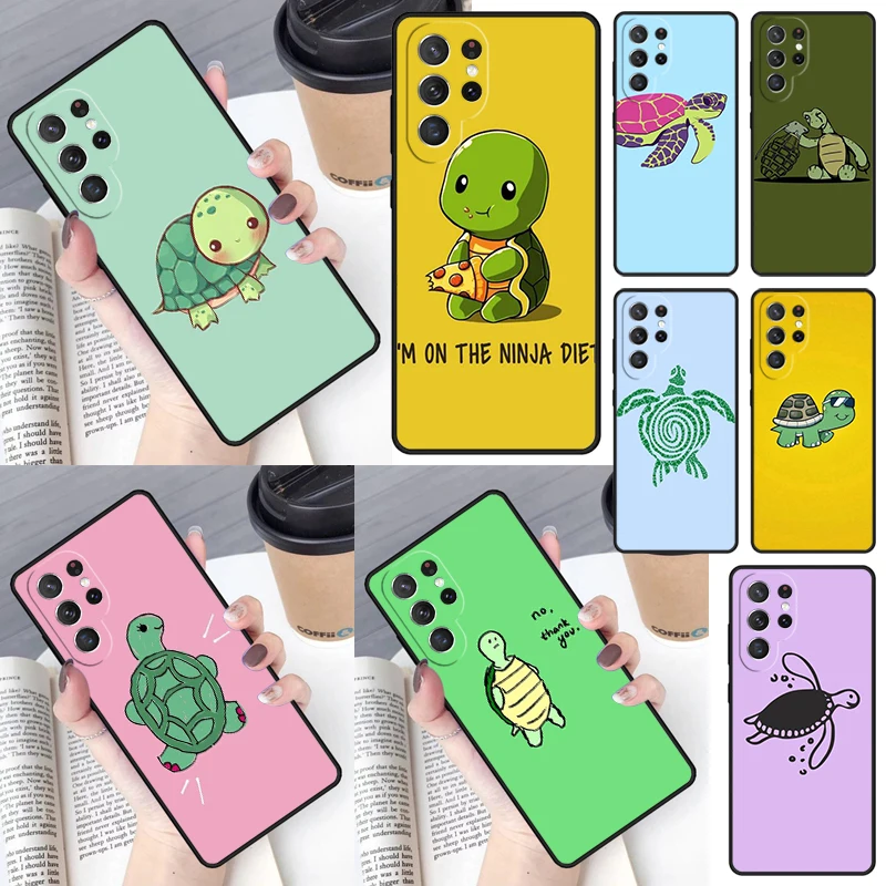 Cute Cartoon Turtle Phone Case for Samsung Galaxy S26 Ultra S25 S24 S23 S22 S21 S20 Note10 Plus FE Cover Luxury