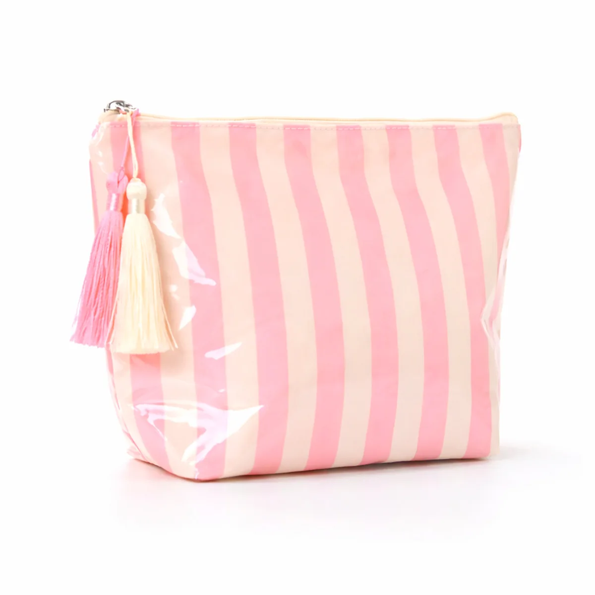 

3pcs Makeup Bags Women PVC Striped Printing Waterproof Protable Travel Storage Bag With Tassel