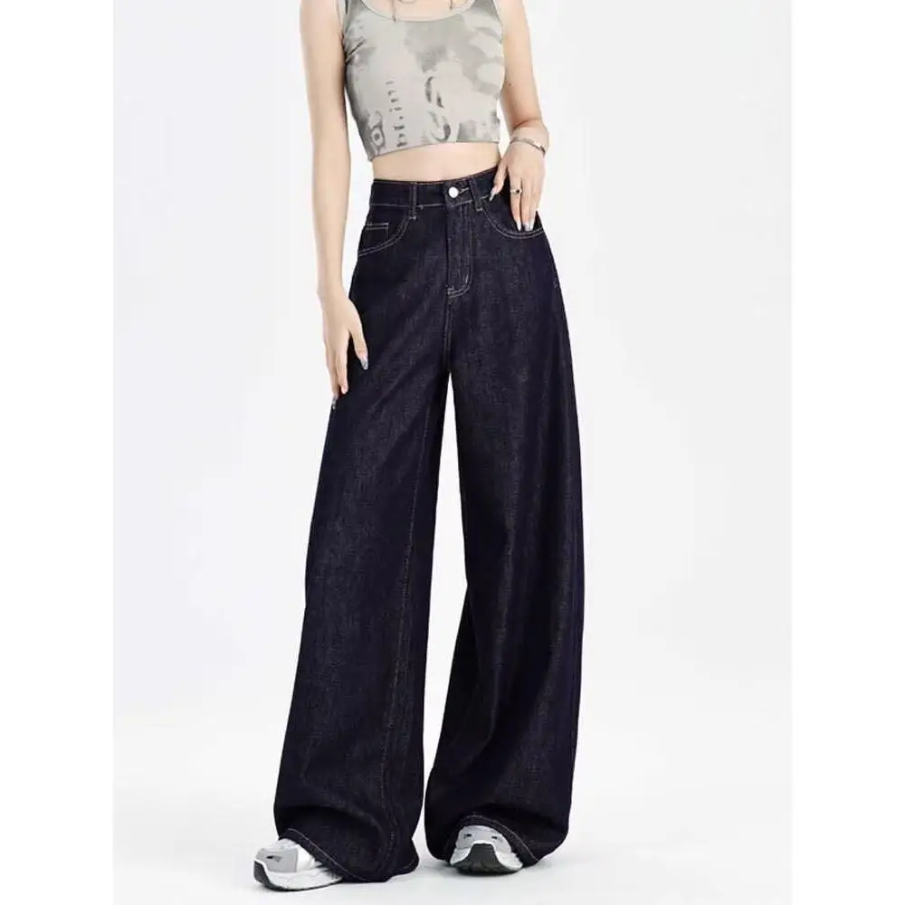 

High Waist Straight Leg Loose Women's Jeans Floor-Length Trousers Spring Autumn Winter New Sle Slimming ort plus Size