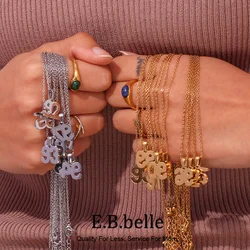 E.B.belle Personalized Special Birth Year Pendant Necklaces Waterproof Lucky Number Stainless Steel Jewelry 18k Gold Plated