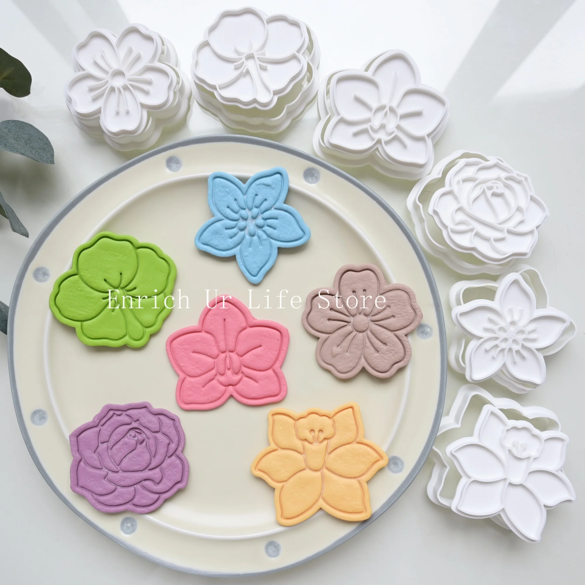 Molde Cortador de Galletas con Forma de Flores Variadas, Lindo Molde para Galletas de Flores, Cortador de Repostería con Forma de Flor, Herramientas de Repostería para Cocina y Postres
