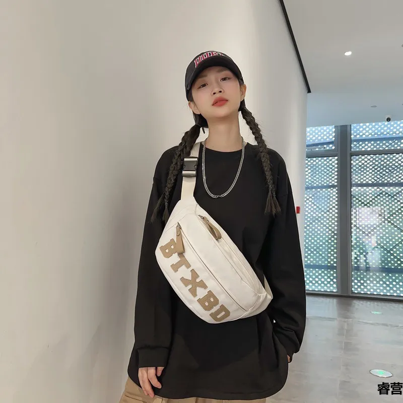 Women Men Chest Bags Nylon Shoulder Crossbody Bag for Phone 2023 Korean Sports Waist Bag Fashion Student Hip Sack Fanny Pack