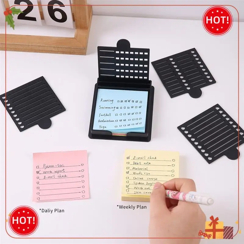 Durable-Sticky Note Stencil Template,Sticky Notes Dispenser,Reusable Note Organizer,Sticky Pads Dispenser With Stencil