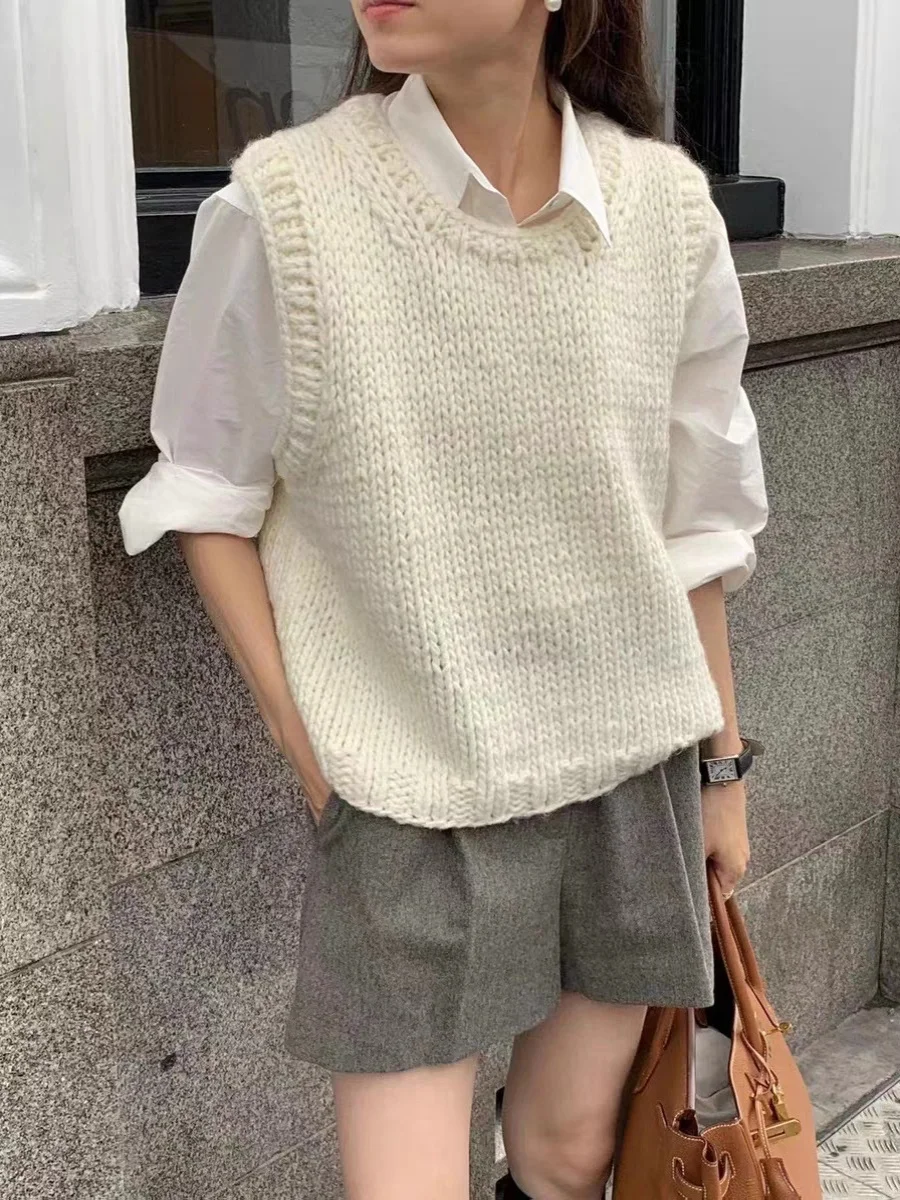 กางเกงขายาวทรงตรงเอวสูงผ้าวูลสำหรับผู้หญิง สไตล์ลำลอง เอวยางยืด ทรงหลวม ใส่ได้หลากหลาย เหมาะสำหรับใส่ไปทำงาน